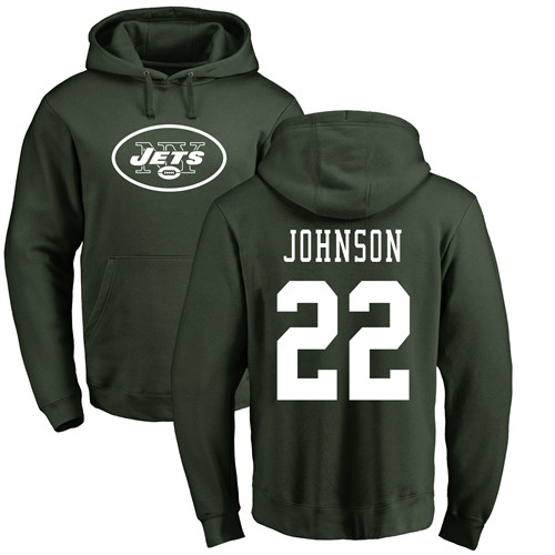 New York Jets Men Green Trumaine Johnson Name and Number Logo NFL Football 22 Pullover Hoodie Sweatshirts